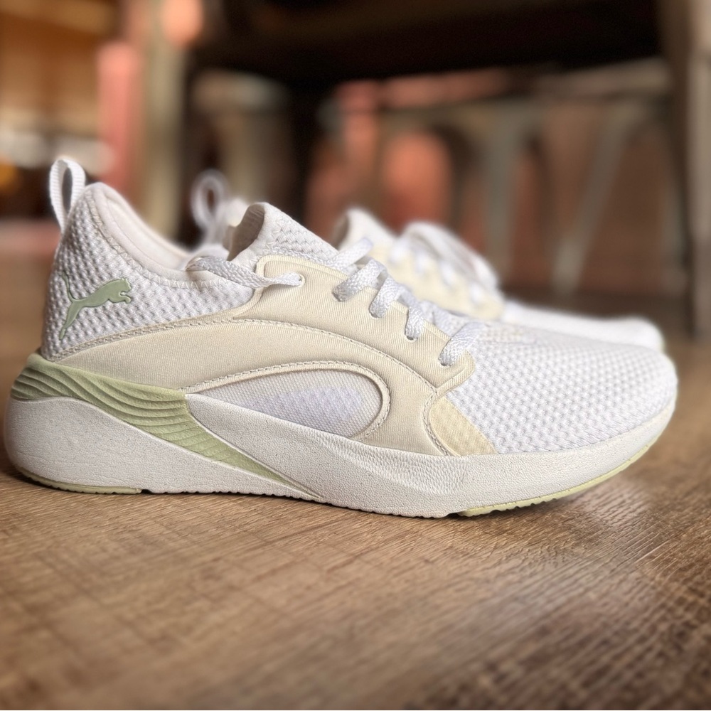 Puma Classic White and Gray/sage green Shoes